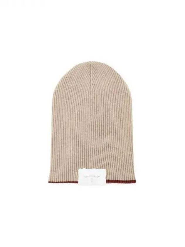 Men s Cashmere Ribbed Knit Beanie Beige 271020 - BRUNELLO CUCINELLI - BALAAN 1