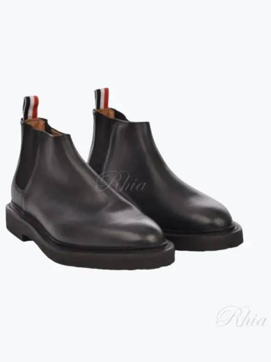 Pebble Crepe Sole Mid Top Grain Leather Chelsea Boots Black - THOM BROWNE - BALAAN 2