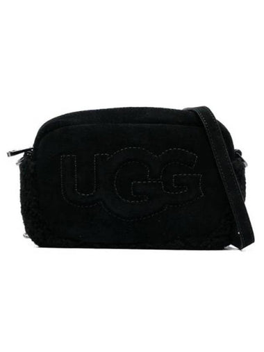 Janey II Logo Suede Cross Bag Black - UGG - BALAAN 1