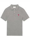 Small Heart Logo Polo Shirt Grey - AMI - BALAAN 2