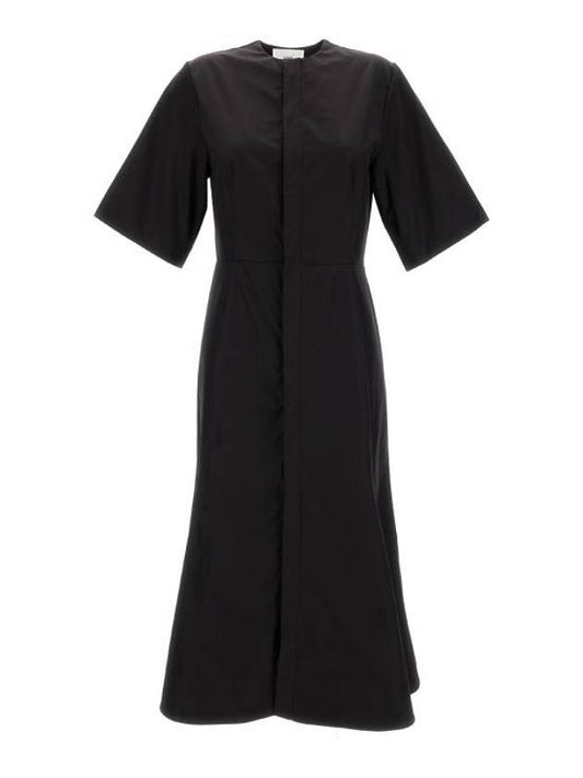 Cotton Short Sleeve Midi Dress Black - AMI - BALAAN 1