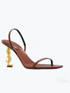 Cassandre Vegetable Tanned Leather Slingback Heels Brown - SAINT LAURENT - BALAAN 2