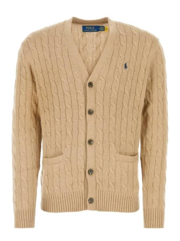 Pony Logo Cable Knit Cardigan Beige - POLO RALPH LAUREN - BALAAN 2