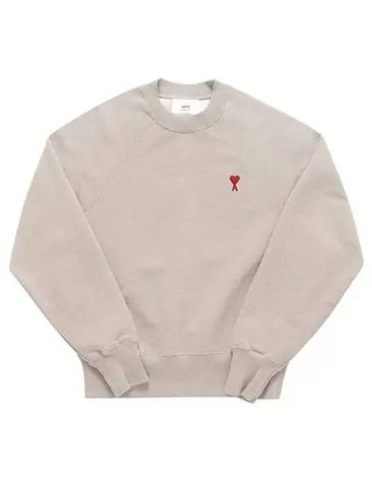 Small Heart Logo Sweatshirt Beige - AMI - BALAAN 2