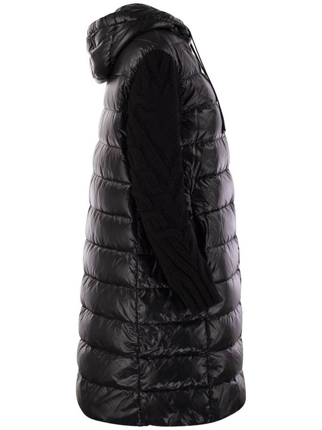 Women's Knit Sleeve Hood Long Padding Black - HERNO - BALAAN 4