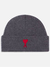 Embroidered Logo Wool Beanie Grey - AMI - BALAAN 2