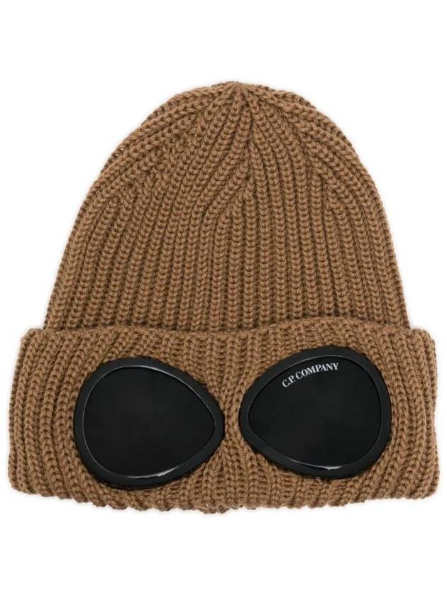 Extra Fine Merino Wool Goggle Beanie Beige - CP COMPANY - BALAAN 1