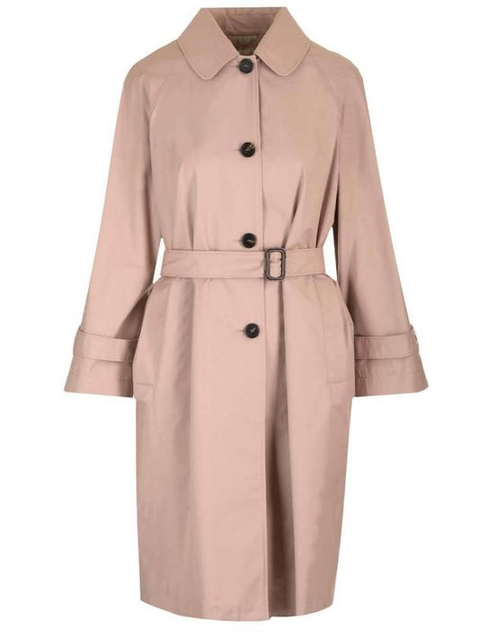 Ftrench Button Top Cotton Trench Coat Beige - MAX MARA - BALAAN 1