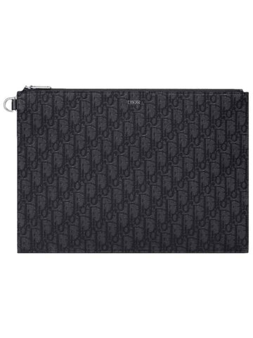 A4 Oblique Jacquard Clutch Bag Black - DIOR - BALAAN 1