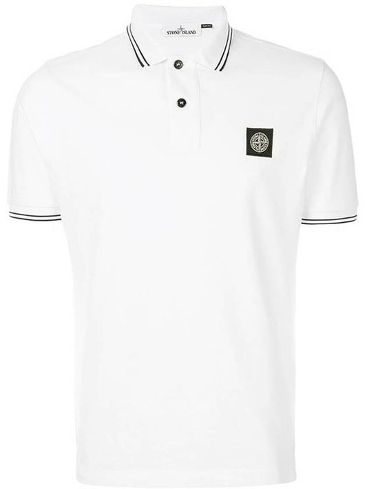 Men's Logo Patch Short Sleeve PK Shirt White - STONE ISLAND - BALAAN.