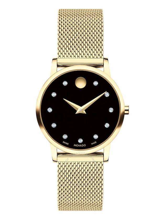 Movado Museum Classic Quartz Diamond Black Dial Ladies Watch 0607628 - MOVADO - BALAAN 1