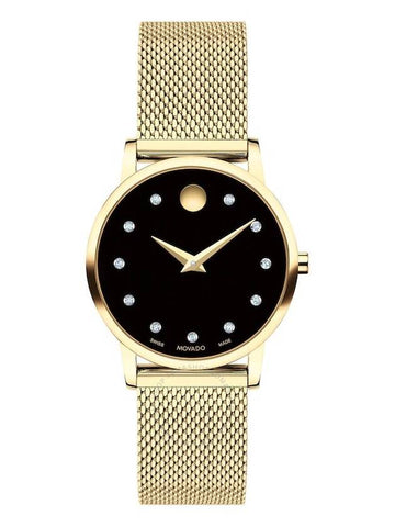 Movado Museum Classic Quartz Diamond Black Dial Ladies Watch 0607628 - MOVADO - BALAAN 1