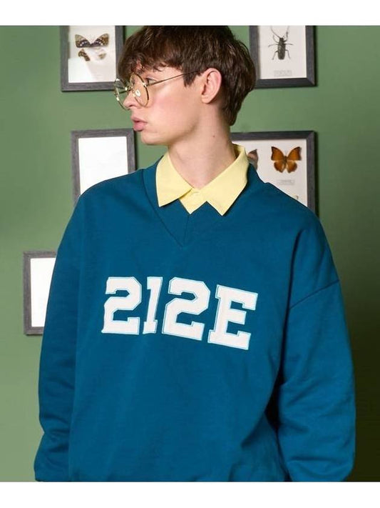 V-Neck Sweatshirt Blue - ZIZEMUSEUM - BALAAN 1