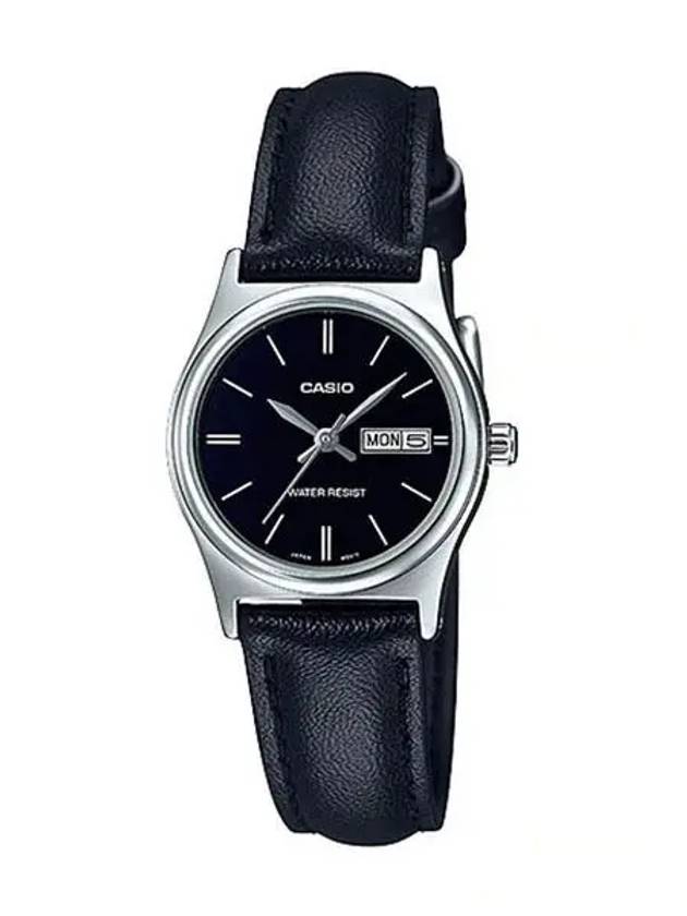 Roman Numerals Leather Band Analog Watch Black - CASIO - BALAAN 3