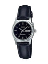 Roman Numerals Leather Band Analog Watch Black - CASIO - BALAAN 2