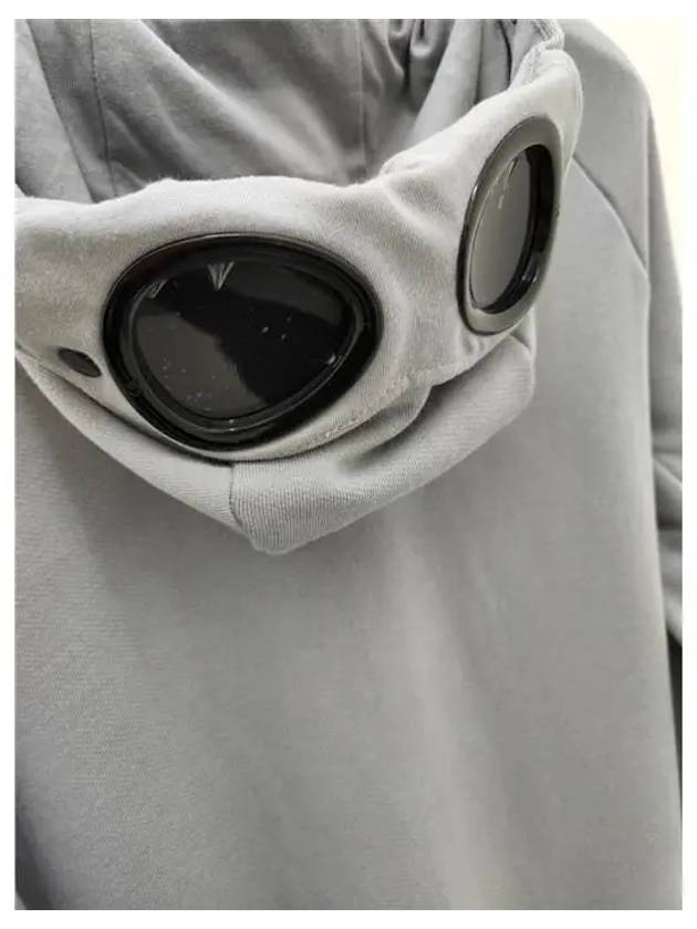 Men's Diagonal Fleece Goggles Hood Zip-up Gray - CP COMPANY - BALAAN.