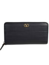 P0645 XWQ 0NO V logo long wallet black - VALENTINO - BALAAN 2