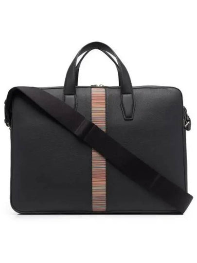 Signature Striped Leather Briefcase Black - PAUL SMITH - BALAAN 2