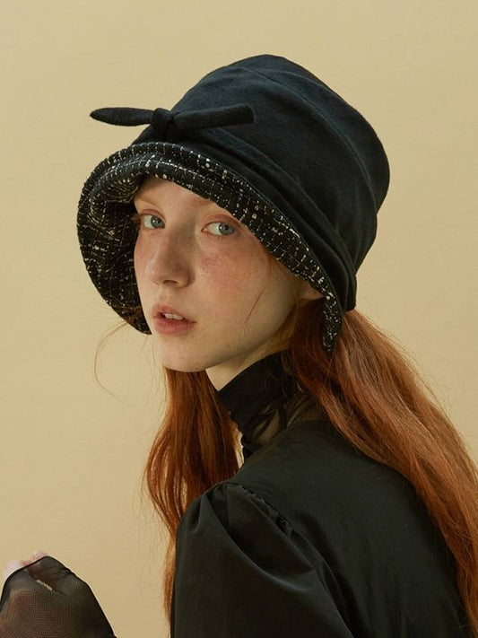 Jane Bonnet Tweed Black - BROWN HAT - BALAAN 1