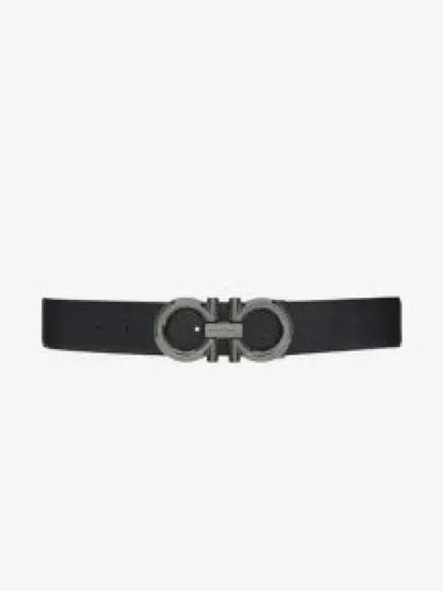 Gancini Buckle Reversible Leather Belt Navy Black - SALVATORE FERRAGAMO - BALAAN 2