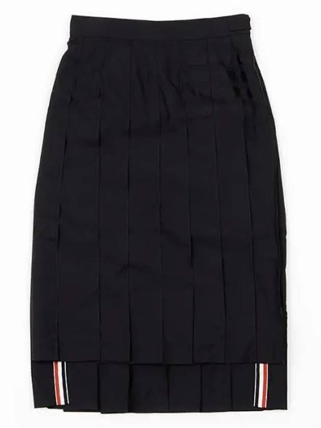 4 Bar Logo Plain Weave Wool Pleated Skirt Navy - THOM BROWNE - BALAAN 2