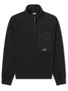 Cotton Fleece Mixed Zipped Sweatshirt Black - CP COMPANY - BALAAN 2