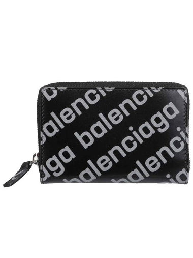 All Over Logo Zip Around Half Wallet Black - BALENCIAGA - BALAAN 1