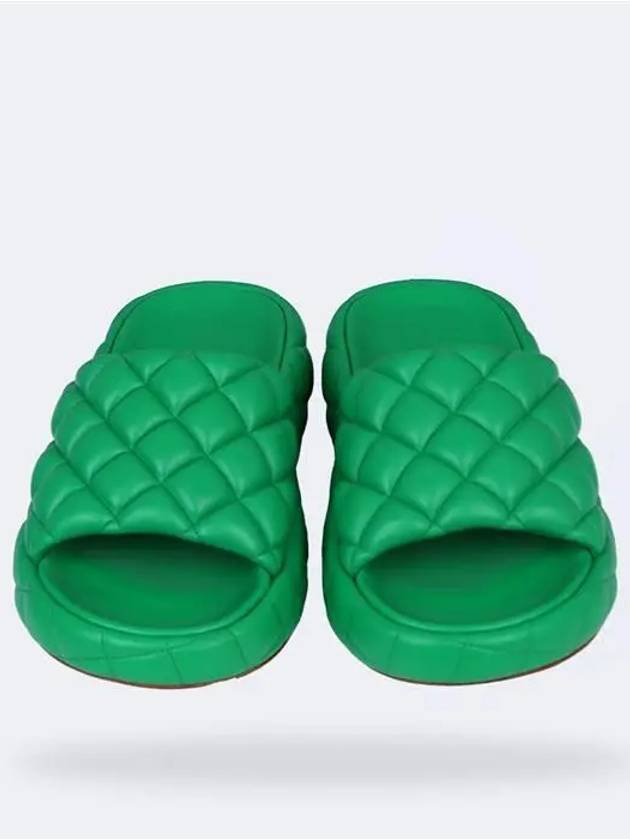 Quilted Padded Slippers Green - BOTTEGA VENETA - BALAAN.