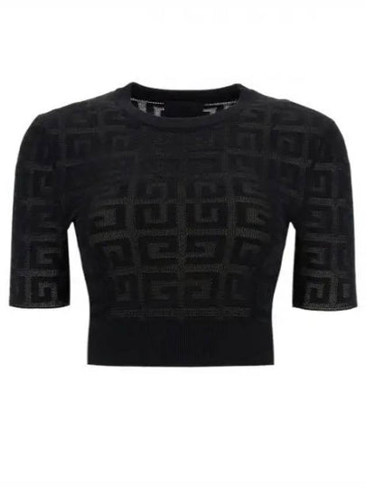 4G Jacquard Cropped Short Sleeve Knit Top Black - GIVENCHY - BALAAN 2