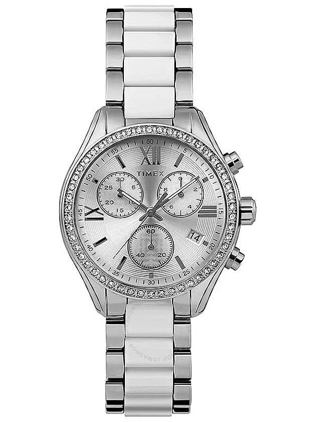 Timex Classic Chronograph Quartz Crystal Silver Dial Ladies Watch TW2V74700 - TIMEX - BALAAN 1