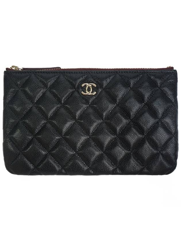 classic gold CC logo caviar small clutch bag black - CHANEL - BALAAN 3