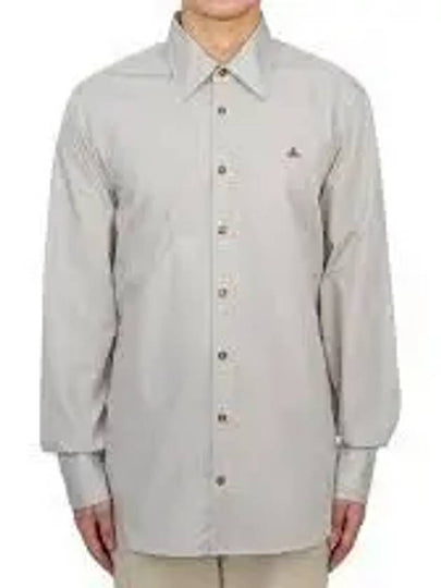 Men's Embroidered ORB Long Sleeve Shirt Grey - VIVIENNE WESTWOOD - BALAAN 2