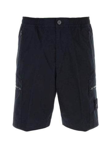 Cargo Bermuda Comfort Fit Cotton Shorts Navy - STONE ISLAND - BALAAN 1