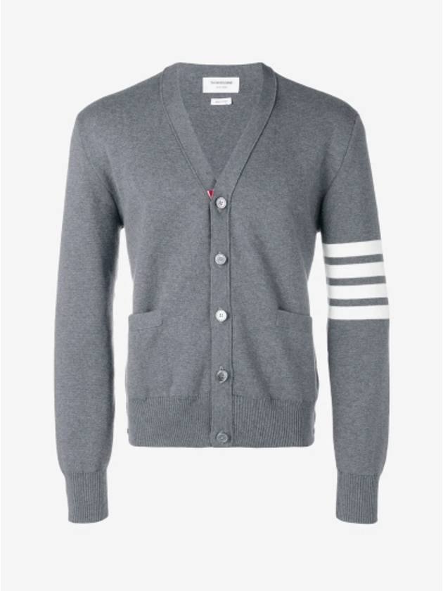 Milano Stitch 4-Bar Cardigan Medium Grey - THOM BROWNE - BALAAN 2