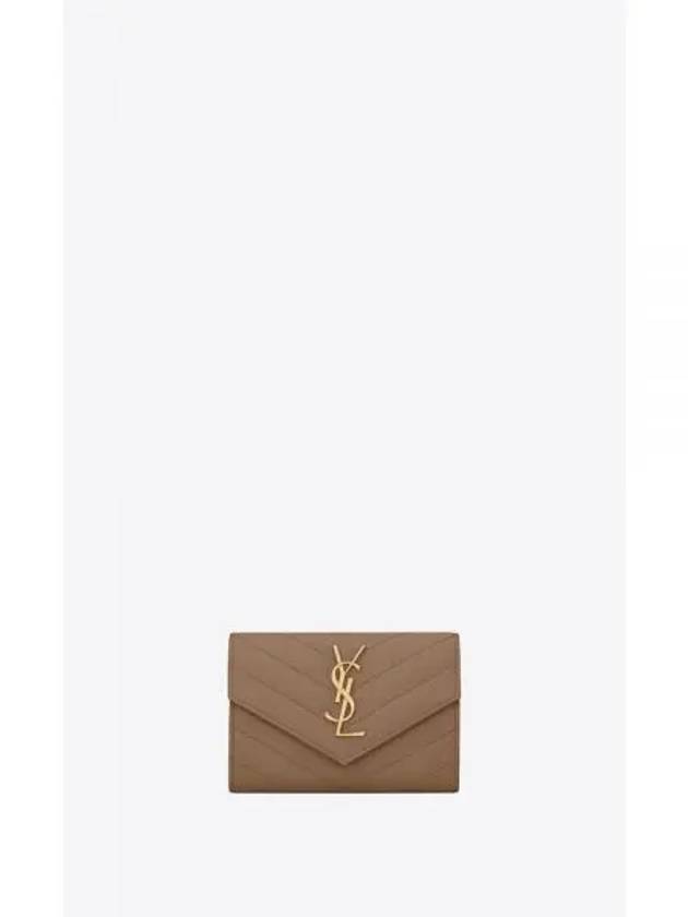 Monogram Envelope Small Half Wallet Taupe - SAINT LAURENT - BALAAN 2