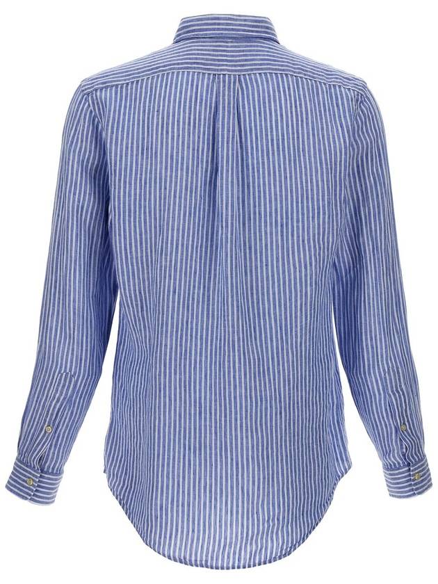 Striped Linen Long Sleeve Shirt Blue - POLO RALPH LAUREN - BALAAN 3