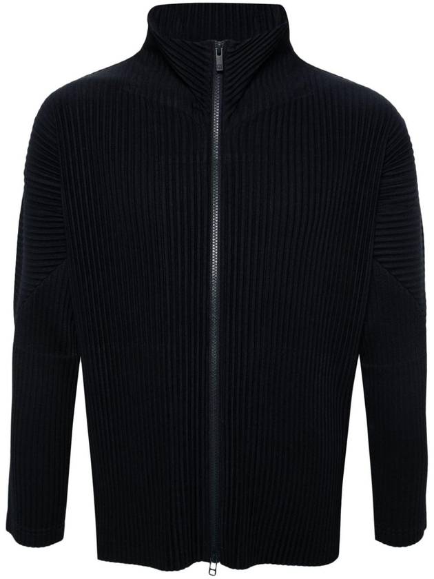 Pleated Full Zipper Cardigan Navy - ISSEY MIYAKE - BALAAN 1