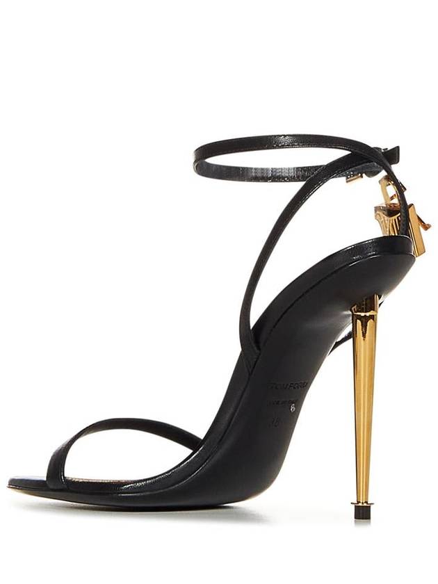 Women's Padlock Anklet Leather Sandals Heel Black - TOM FORD - BALAAN 4