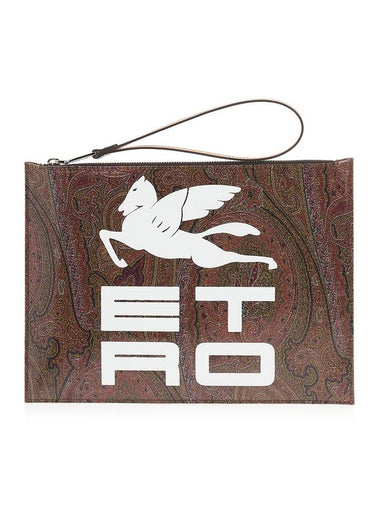 Paisley Pegasus Logo Clutch Bag Brown - ETRO - BALAAN 1