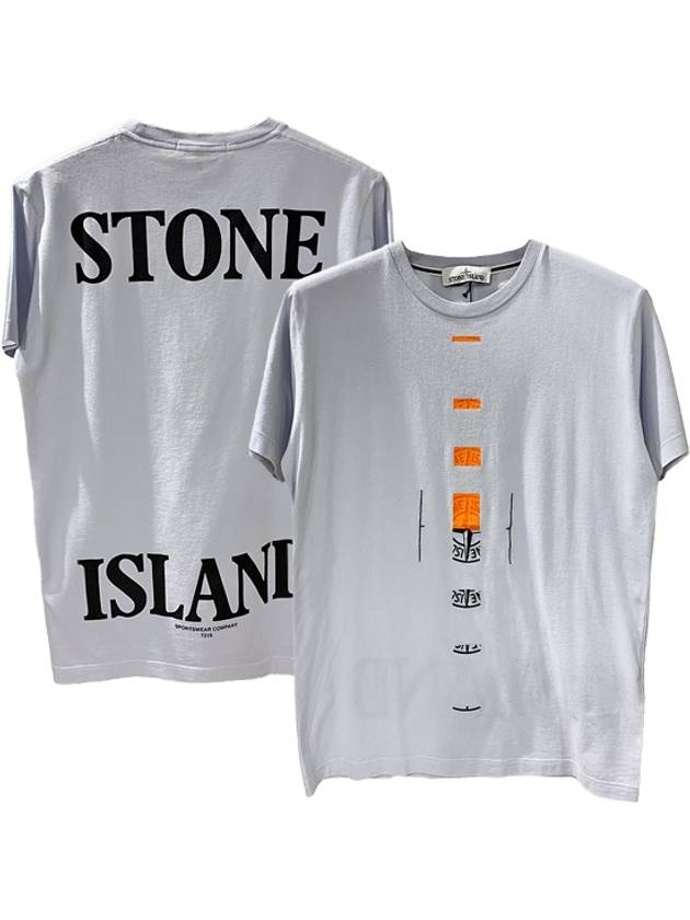 Men's Big Logo Crew Neck Short Sleeve T-Shirt Lavender - STONE ISLAND - BALAAN 2