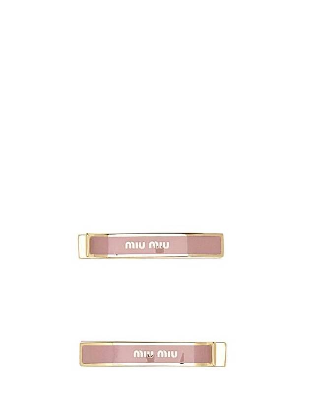 Engraved Logo Hair Pin Set Orchid Pink - MIU MIU - BALAAN 1