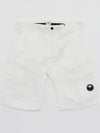 Stretch Satin Cargo Shorts White - CP COMPANY - BALAAN 3