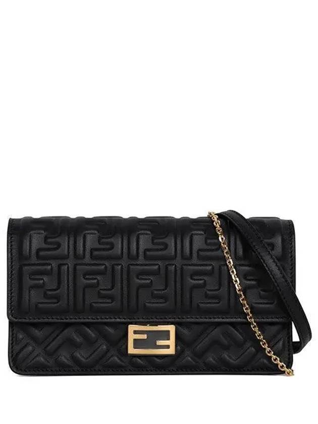 FF Baguette Nappa Leather Long Wallet Black - FENDI - BALAAN 2