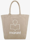 Yenky Embroidered Logo Large Shopper Tote Bag Beige - ISABEL MARANT - BALAAN 3