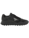 Triangle Logo Leather Low-Top Sneakers Black - PRADA - BALAAN 3