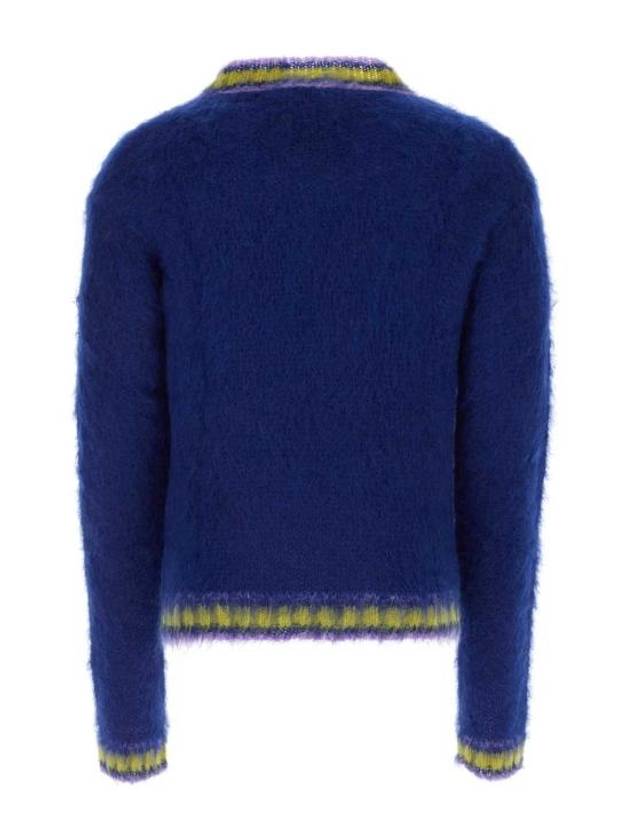 V-Neck Mohair Wool Blend Knit Top Blue - MARNI - BALAAN 3