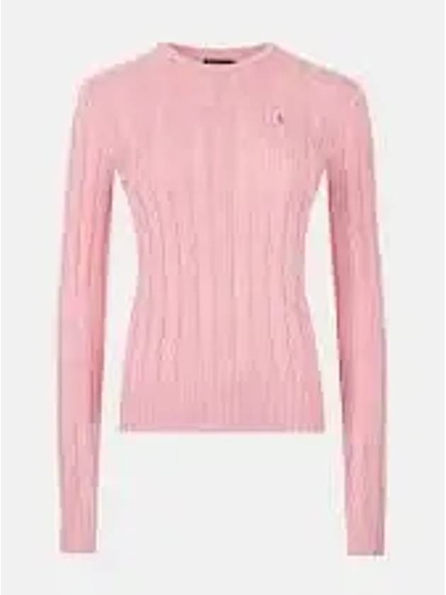 Embroidered Logo Pony Cable Knit Top Pink - POLO RALPH LAUREN - BALAAN 2