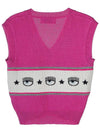 Wool Blend Knit Vest Pink - CHIARA FERRAGNI - BALAAN 3