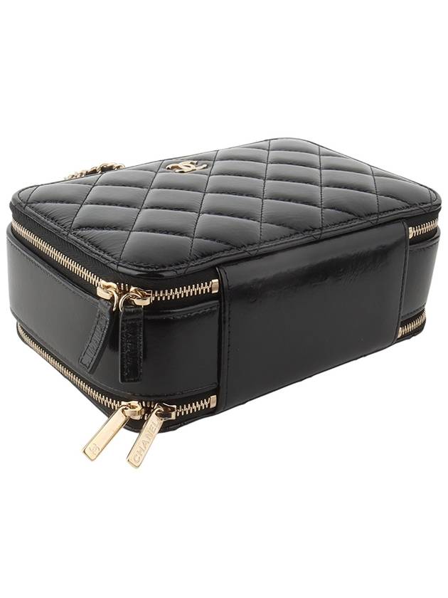 AS3538 Shiny Lambskin Vanity Top Handle Gold Chain Cross Bag Department Store Invoice 34103 - CHANEL - BALAAN 5