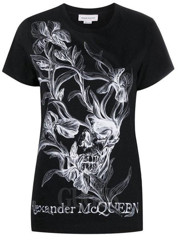 Women's Graphic Short Sleeve T-Shirt Black - ALEXANDER MCQUEEN - BALAAN 1